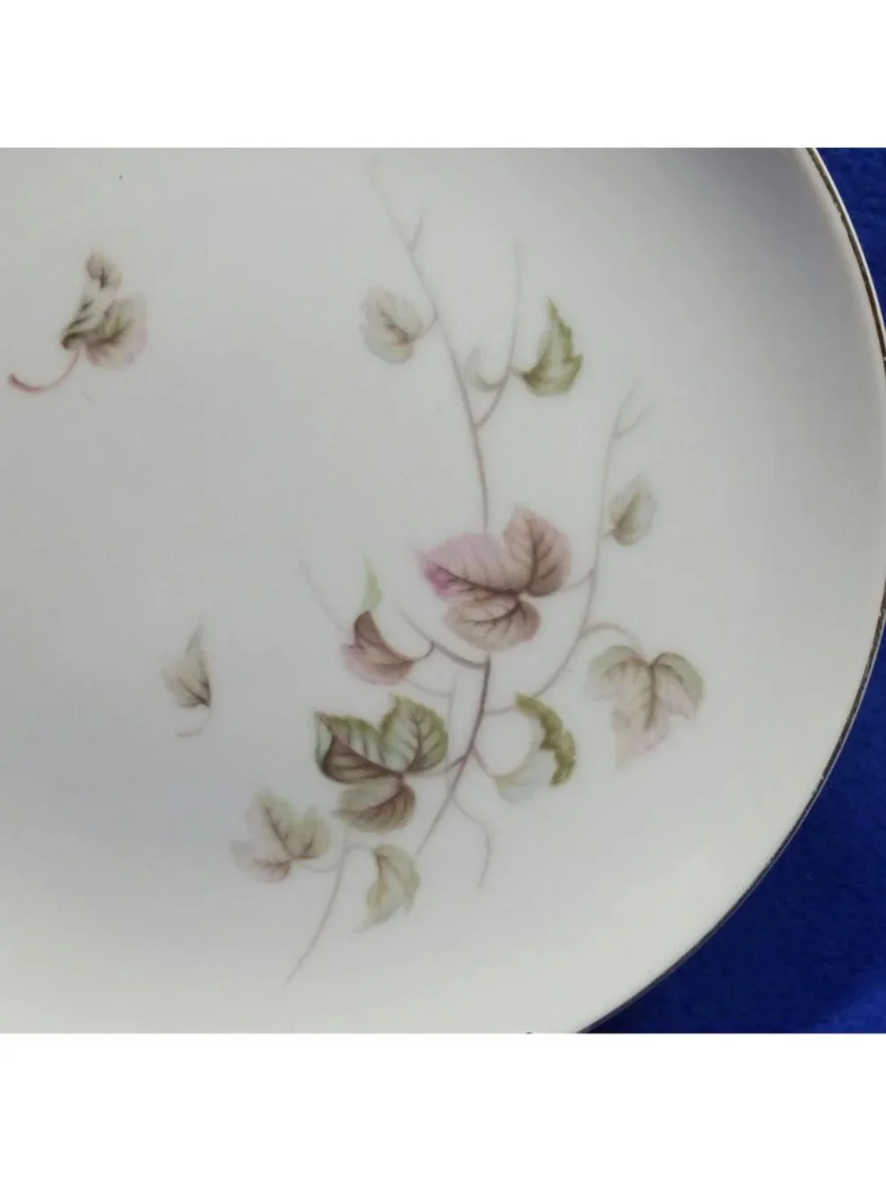 Yamaka Breeze Salad Plate Set 674 Pink Brown and Green Leaves 1950s MCM Set of 2